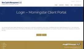 
							         Login – Morningstar Client Portal – New Capital Management								  
							    