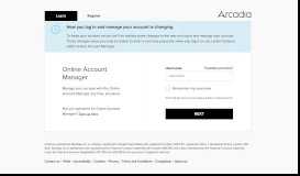 
							         Login - Online Account Manager | Arcadia								  
							    