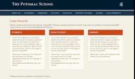 
							         Login - Potomac School								  
							    