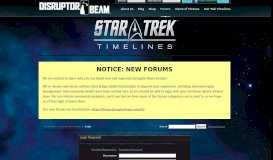 
							         Login | Star Trek Timelines Forums - Disruptor Beam Forums								  
							    
