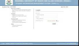 
							         Login - Student Information Management System - Muhas								  
							    