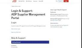 
							         Login & Support | ADP Supplier Management Portal - ADP.com								  
							    