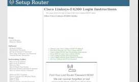
							         Login to Cisco Linksys-E4200 Router - SetupRouter								  
							    