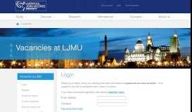 
							         Login - Vacancies at LJMU - Liverpool John Moores University								  
							    
