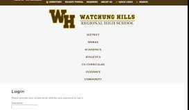 
							         Login - Watchung Hills Regional High School								  
							    