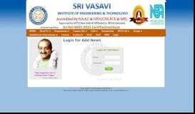 
							         Login - WELCOME TO SRI VASAVI INSTITUTE OF ...								  
							    