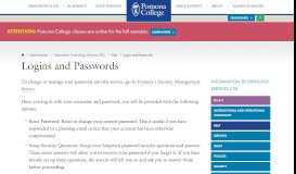 
							         Logins and Passwords | Pomona College in Claremont, California ...								  
							    