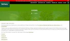 
							         Logins: - Bethany College - Bethany College								  
							    