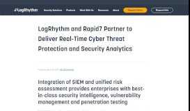 
							         LogRhythm and Rapid7 Partner to Deliver Real-Time Cyber Threat ...								  
							    