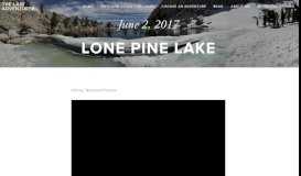 
							         Lone Pine Lake — The Last Adventurer								  
							    