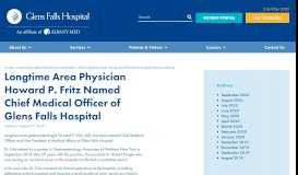 
							         Longtime Area Physician Howard P. Fritz ... - Glens Falls Hospital								  
							    