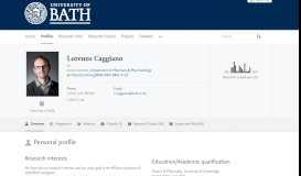 
							         Lorenzo Caggiano — the University of Bath's research portal								  
							    