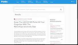 
							         Los Angeles Valley College (via Public) / Keep the LACCD SIS Portal ...								  
							    