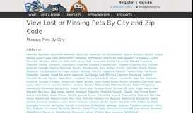 
							         Lost Pets by City and Zip Code - Petkey								  
							    