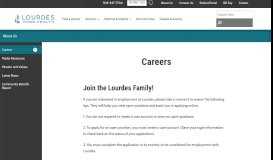 
							         Lourdes Employment | Lourdes Health								  
							    