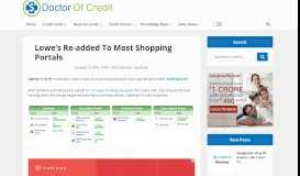 
							         Lowe's Re-added To Most Shopping Portals - Doctor Of Credit								  
							    