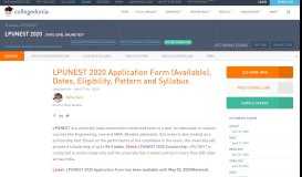 
							         LPUNEST 2020 Application Form, Dates, Eligibility, Pattern ...								  
							    