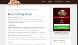 
							         Lucky Club Casino—Login & be Greeted by a $2,222 Bonus								  
							    