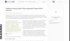 
							         Lufthansa Cargo to Join Unisys-Operated Cargo Portal Services ...								  
							    