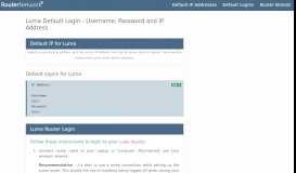 
							         Luma Default Router Login and Password - Router Network								  
							    