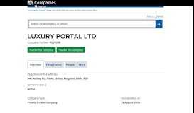 
							         LUXURY PORTAL LTD - Overview (free company information from ...								  
							    