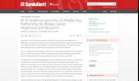 
							         M. D. Anderson joins the US-Middle East Partnership for Breast ...								  
							    