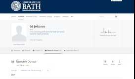 
							         M Johnson – Research Output — the University of Bath's research portal								  
							    