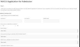 
							         MACU Application for Admission								  
							    