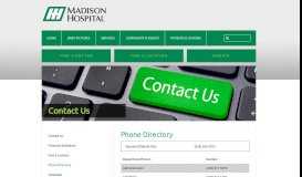 
							         Madison AL Campus Phone Directory Madison Hospital Departments								  
							    