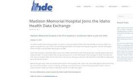 
							         Madison Memorial Hospital Joins the Idaho Health Data Exchange ...								  
							    