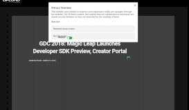 
							         Magic Leap Launches Developer SDK Preview, Creator Portal								  
							    