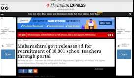 
							         Maharashtra govt releases ad for recruitment of 10,001 school ...								  
							    