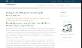 
							         Main Line Health Selects eClinicalWorks								  
							    