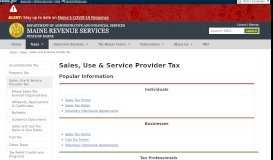 
							         Maine Revenue Services: Sales and Tax - Maine.gov								  
							    