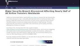
							         Major Security Breach Discovered Affecting Nearly Half of All Airline ...								  
							    