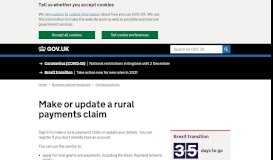 
							         Make or update a rural payments claim - GOV.UK								  
							    