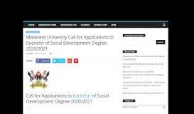 
							         Makerere University Call for Applications to Bachelor of Social ...								  
							    