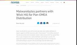
							         Malwarebytes partners with Wick Hill for Pan-EMEA Distribution - Nuvias								  
							    