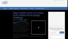 
							         Mana Health Places 1st in New York's Patient Portal Design Challenge								  
							    