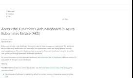 
							         Manage an Azure Kubernetes Service cluster with the web dashboard ...								  
							    