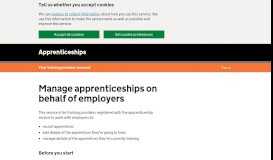 
							         Manage apprenticeships on behalf of employers - Apprenticeships								  
							    