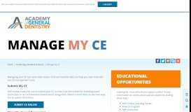
							         Manage My CE - Academy of General Dentistry								  
							    