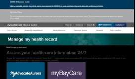 
							         Manage my health record | Aurora BayCare Medical Center								  
							    