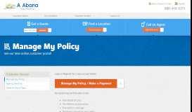
							         Manage My Policy - A Abana Insurance								  
							    