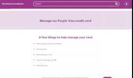 
							         Manage my Purple Visa credit card								  
							    