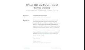
							         Manage Protect Pty Ltd Status - MPmail SQR and Portal -- End of ...								  
							    
