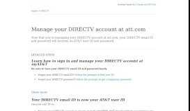 
							         Manage Your DIRECTV Account at att.com - DIRECTV Support								  
							    