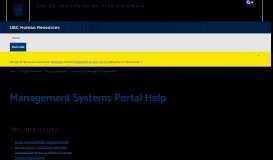 
							         Management Systems Portal Help - UBC Human Resources								  
							    