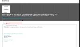 
							         Manager of Vendor Experience - New York, NY - Macys | Ladders								  
							    