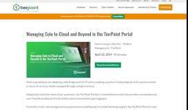
							         Managing Colo to Cloud and Beyond in the TierPoint Portal - TierPoint								  
							    
